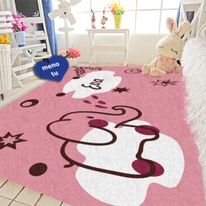 GDmats©-kusový koberec - detský s vlastným menom - slon - pink, Rozmer 70 x 100 cm, Druh zakončenia S obšitím, Material GD 700 Komfort