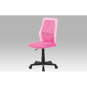 Kancelárska stolička, ružová MESH + ekokoža, výšk. nast., kríž plast čierny
