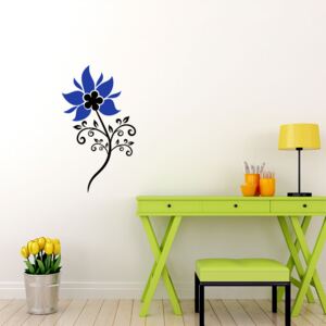 GLIX Květinová dekorace - samolepka na zeď Čierna a modrá 30 x 55 cm