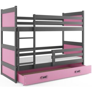 Poschodová posteľ Riko grafit/ružová Rozmer postele: 160x80