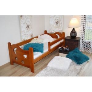 Detská posteľ so zábranou STAR, jelša-lak, 70x160 cm