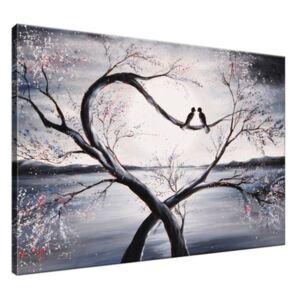 Ručne maľovaný obraz Vtáčia láska na konári 100x70cm RM2516A_1Z