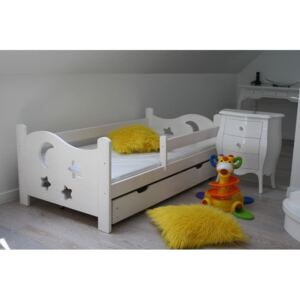 Detská posteľ se zábranou STAR, biela 70x160 cm