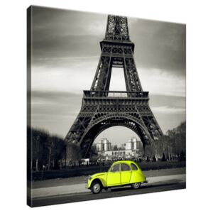 Obraz na plátne Žlté auto pred Eiffelovou vežou 30x30cm 1372A_1AI