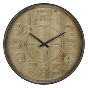 Drevené nástenné hodiny s kovovým rámem Logan - Ø 60 * 6cm