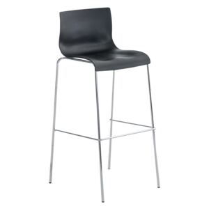 Barová stolička Hoover ~ plast, kovové nohy chróm Farba Čierna