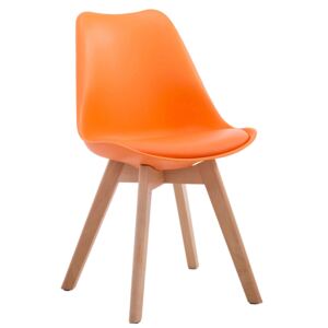 Stolička Borne V2 plast / koženka drevené nohy natura Farba Oranžová