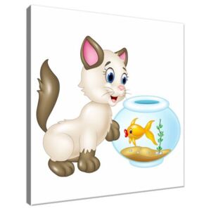 Obraz na plátne Mačka s rybkou 30x30cm 2781A_1AI