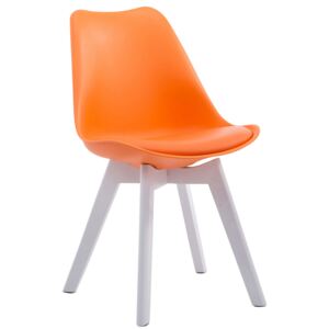 Stolička Borne V2 plast / koženka drevené nohy biele Farba Oranžová