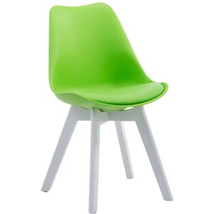 Stolička Borne V2 plast / koženka drevené nohy biele Farba Zelená