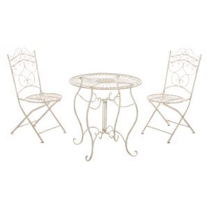 Súprava kovových stoličiek a stola G11784335 (SET 2+1) Farba Krémová antik