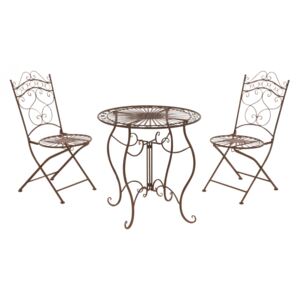 Súprava kovových stoličiek a stola G11784335 (SET 2+1) Farba Hnedá antik
