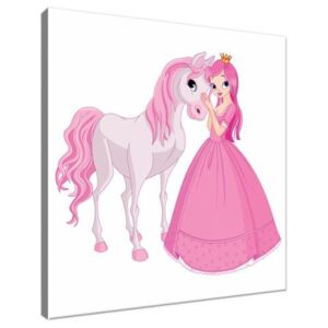 Obraz na plátne Princezná s ružovým koníkom 30x30cm 3026A_1AI