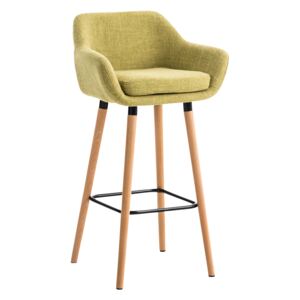 Barová stolička Grant ~ látka, drevené nohy natura Farba Zelená