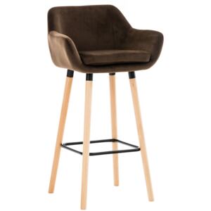 Barová stolička Grant ~ zamat, drevené nohy natura Farba Hnedá