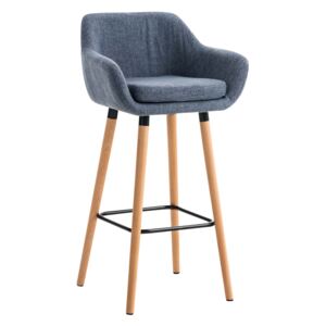 Barová stolička Grant ~ látka, drevené nohy natura Farba Modrá