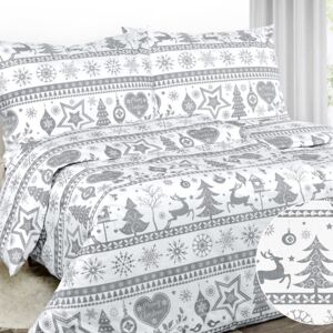 Goldea vianočné bavlnené posteľné obliečky - vzor b-818 vianočné symboly na bielom 140 x 220 a 70 x 90 cm