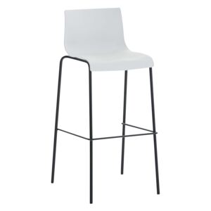 Barová stolička Hoover ~ plast, kovové nohy čierne Farba Biela
