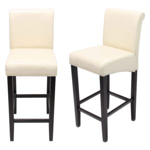 Barová stolička Lance (SET 2 ks) ~ drevené nohy tmavé Farba Krémová