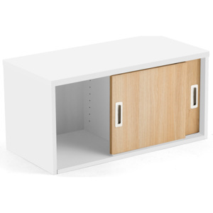 Kancelárska skriňa Modulus s posuvnými dverami, 400x800 mm, biela / dub