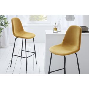 Nemecký výrobca Dizajnová barová stolička Scandinavia Samt Gold - žltá