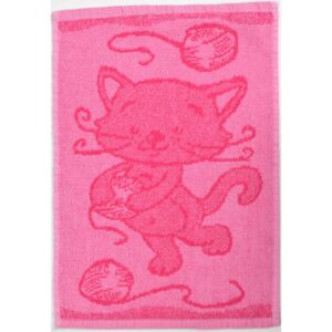 Detský uterák BEBÉ mačička ružový 30x50 cm