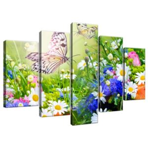Obraz na plátne Motýle a kvety v krásnej záhrade 100x63cm 2220A_5D