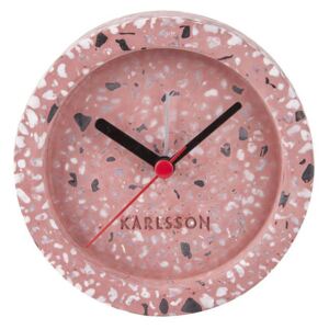 KARLSSON Ružový kameninový budík Tom Tarazzo ∅ 9,5 × 5,2 cm