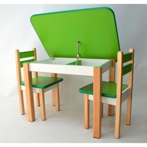 Stol a dve stoličky ST1 zeleno-prírodná