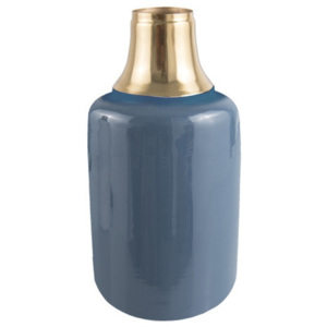 Modrá váza s detailom v zlatej farbe PT LIVING Shine, výška 28 cm