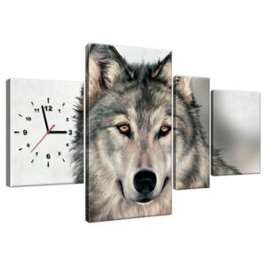 Obraz s hodinami Šedivý vlk 120x70cm ZP3341A_4AN
