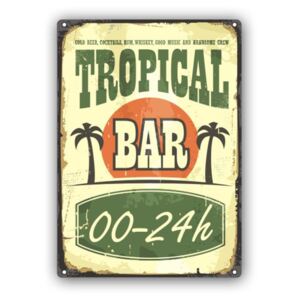CARO Kovový obraz - Retro - Tropical Bar 30x40 cm