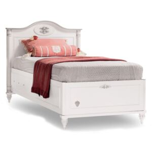 Biela jednolôžková posteľ s úložným priestorom Romantica Bed With Base, 90 × 190 cm