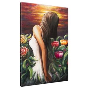 Ručne maľovaný obraz Žena medzi kvetmi 70x100cm RM4773A_1AB