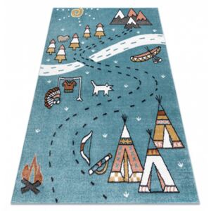 Detský kusový koberec Indiánska dedina modrý, Velikosti 120x170cm