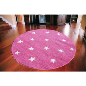 Detský kusový koberec Hviezdicky ružový kruh, Velikosti 133x133cm