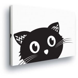 Obraz na plátne - Cartoon Cat in Black 40x40 cm