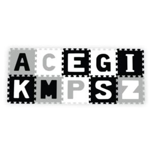 Penové puzzle - Písmená, 10ks, sivá / čierna / biela