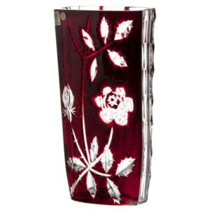 Krištáľová váza Ruža, farba rubínová, výška 255 mm