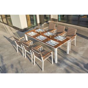LIFE Concept záhradný stôl 210 x 90 cm white/teak