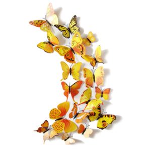 Veselá Stena Farebné 3D Motýliky Žlté