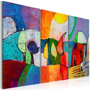 Bimago Ručne maľovaný obraz - Colorful landscape 120x80 cm