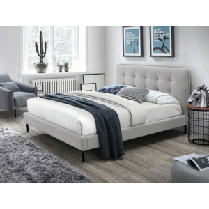 Čalúnená posteľ LYSSA + rošt, 160x200, sivá