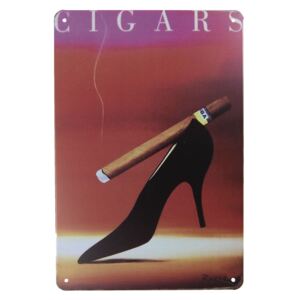 Clayre & Eef Vínová kovová ceduľa Cigars- 20 * 30 cm