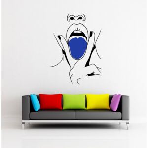 GLIX Lips swag - nálepka na stenu Čierna a modrá 70 x 95 cm