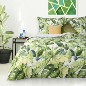 Bavlnené posteľné obliečky s exotickým motívom zelenej farby Zelená
