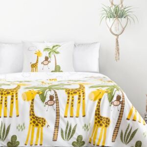 Detské bavlnené posteľné obliečky s motívom žirafy Žltá
