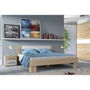 Manželská posteľ COCOA, 160x200, dub Sonoma/biela