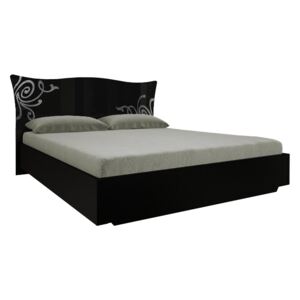Manželská posteľ GLOE + rošt, 180x200, čierna lesk