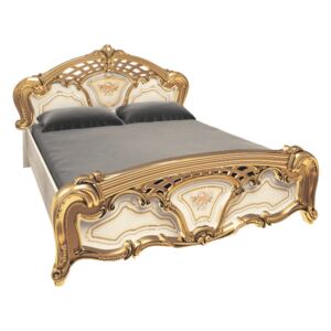 Manželská posteľ SAMSON + rošt, 160x200, radica béžová/zlatá
